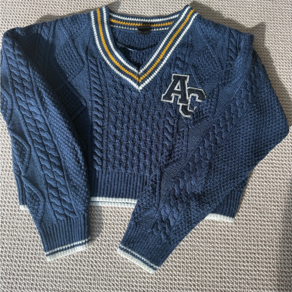 Navy Blue Cable Knit Sweater